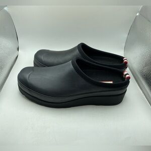 Hunter Black Slip-On Platform Clogs